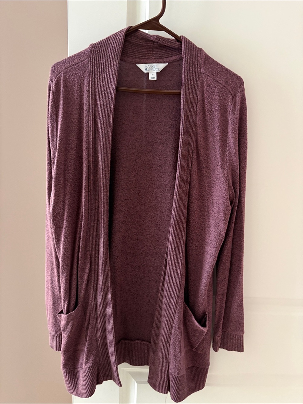 Market & Spruce Open-Front Cardigan Sweater - Plum Mauve